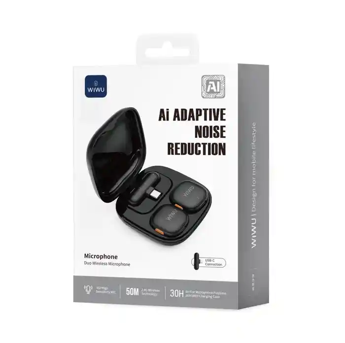 WiWU Wi-WM006 AI Powered Noise Cancelling Lavalier Microphone